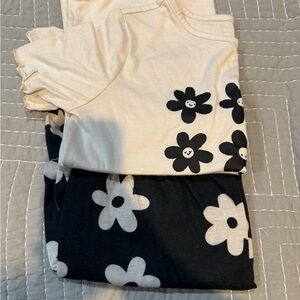 Cat & Jack Cream Pajamas with Black Floral Design
